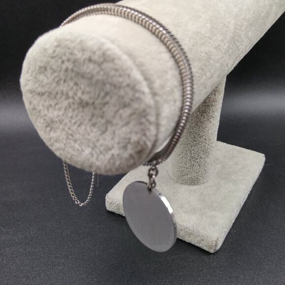 Vintage Monet Mid-Century Snake Chain Bracelet, Engravable Disk, 7 Inches - Picture 9 of 13